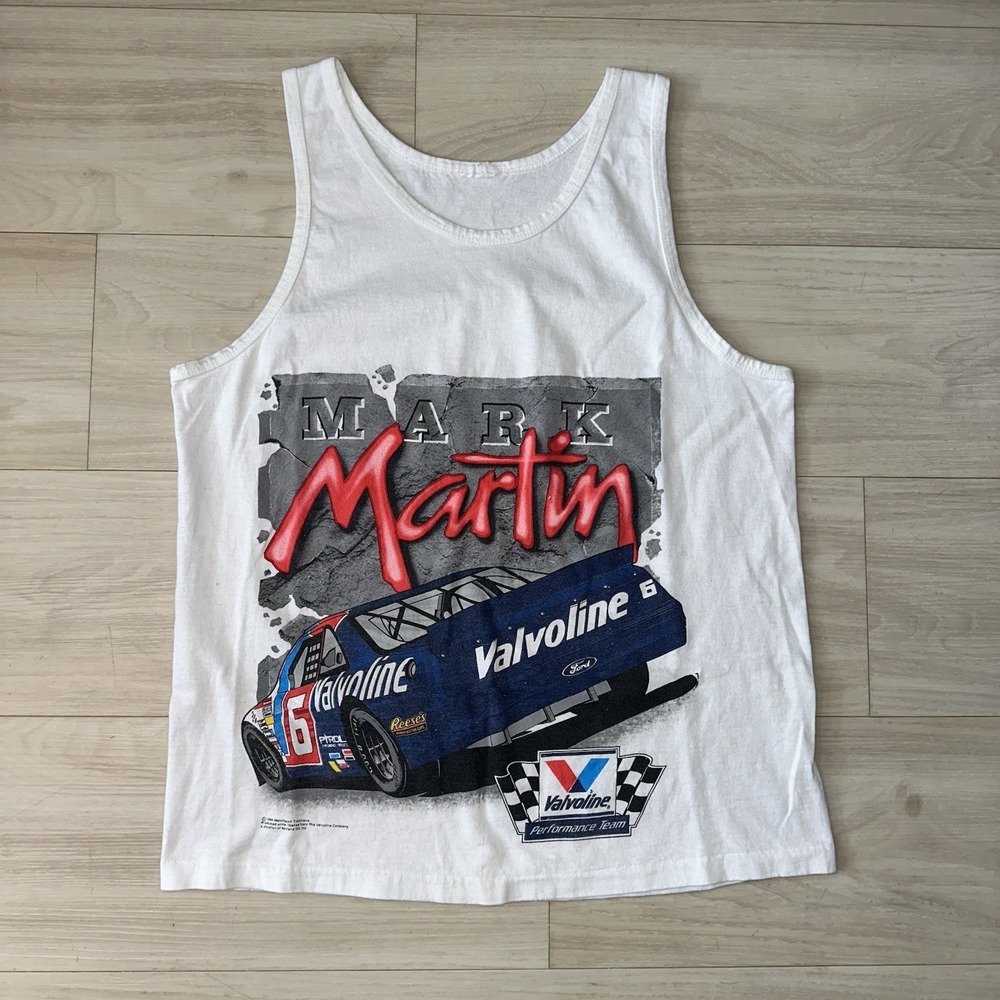 Vtg 90 Mark Martin Shirt Mens Medium Valvoline Racing Sleeveless Muscle Tank Top